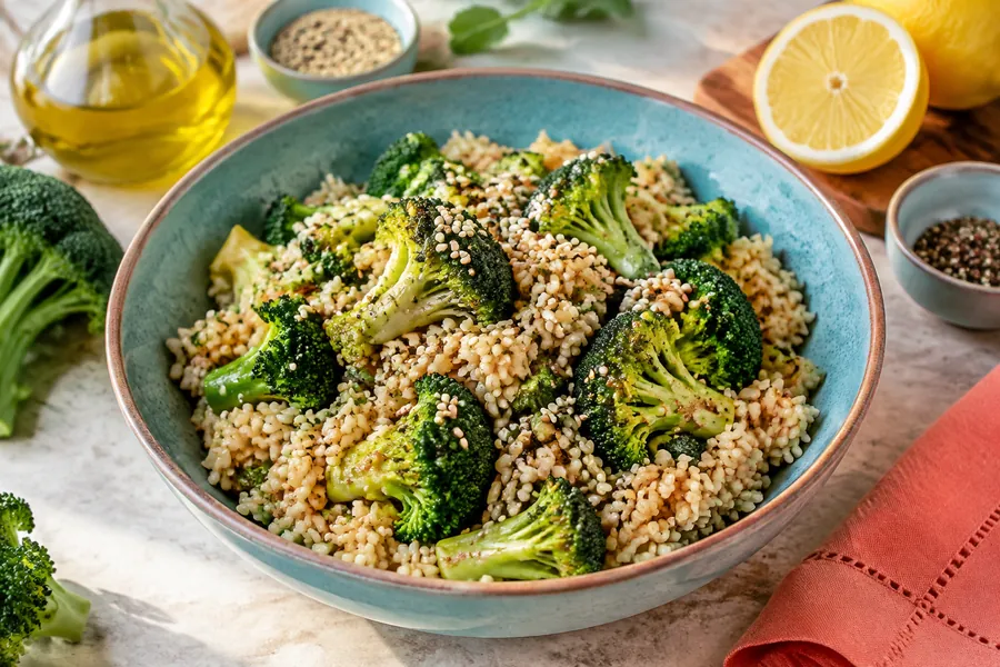 Arroz integral con brócoli y sésamo