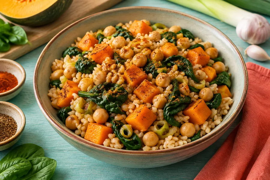 Arroz yamaní con salteado de vegetales