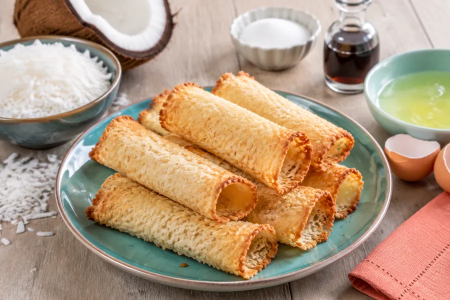 Barquillos de coco sin azúcar