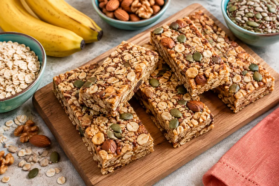 Barritas de granola horneada en placa