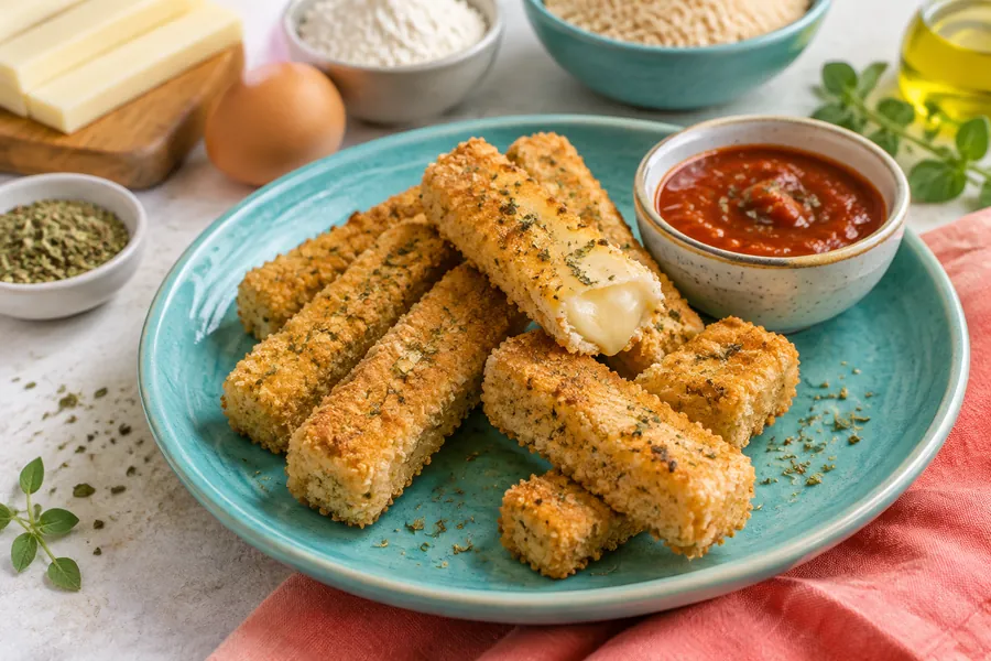 Bastones de queso vegetal empanados al horno