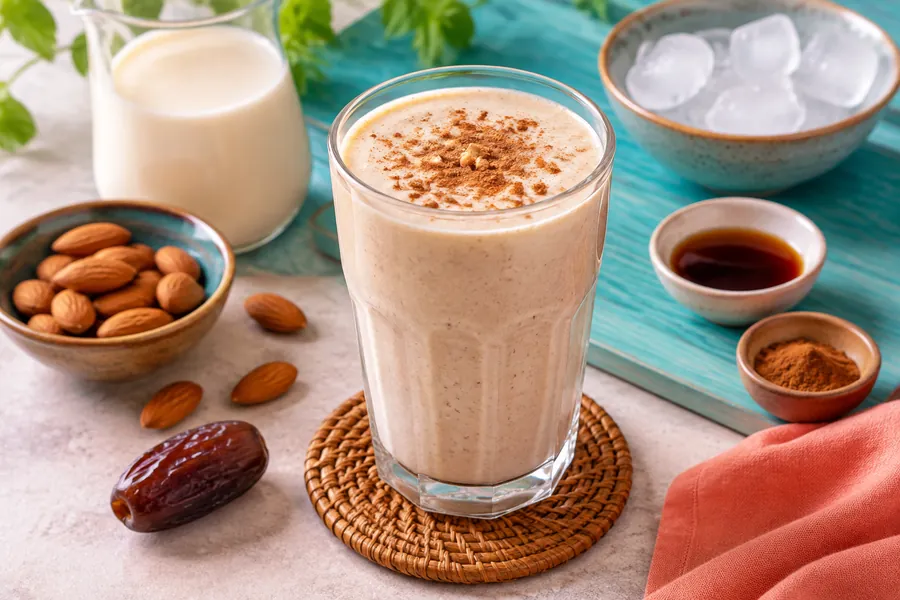 Batido cremoso de almendras y dátil (energizante)