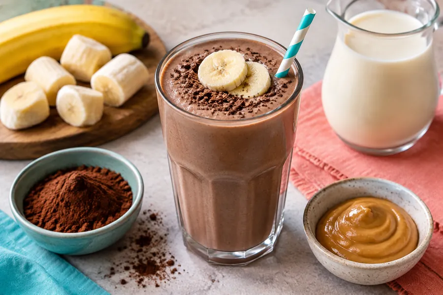 Batido cremoso de chocolate y banana