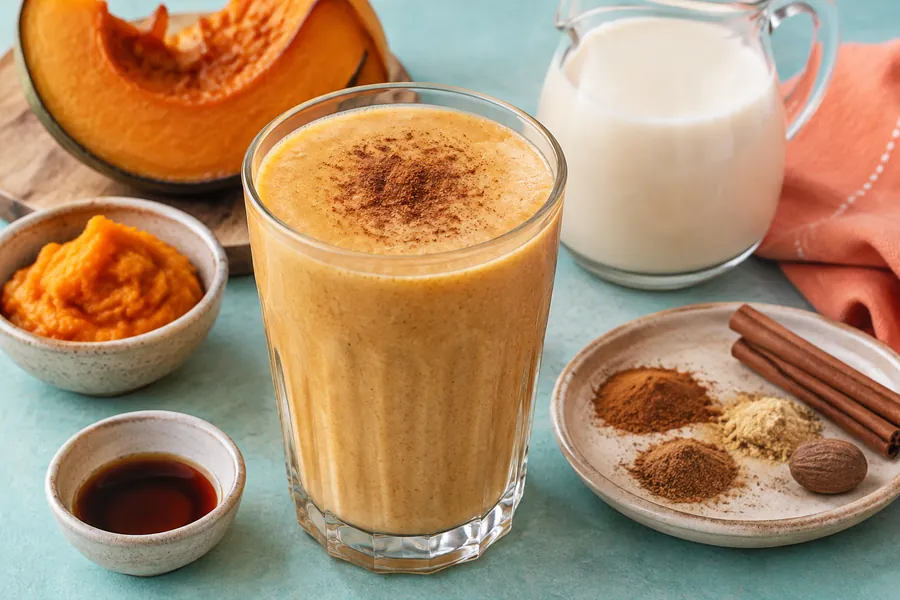 Batido cremoso de zapallo especiado (estilo pumpkin spice)