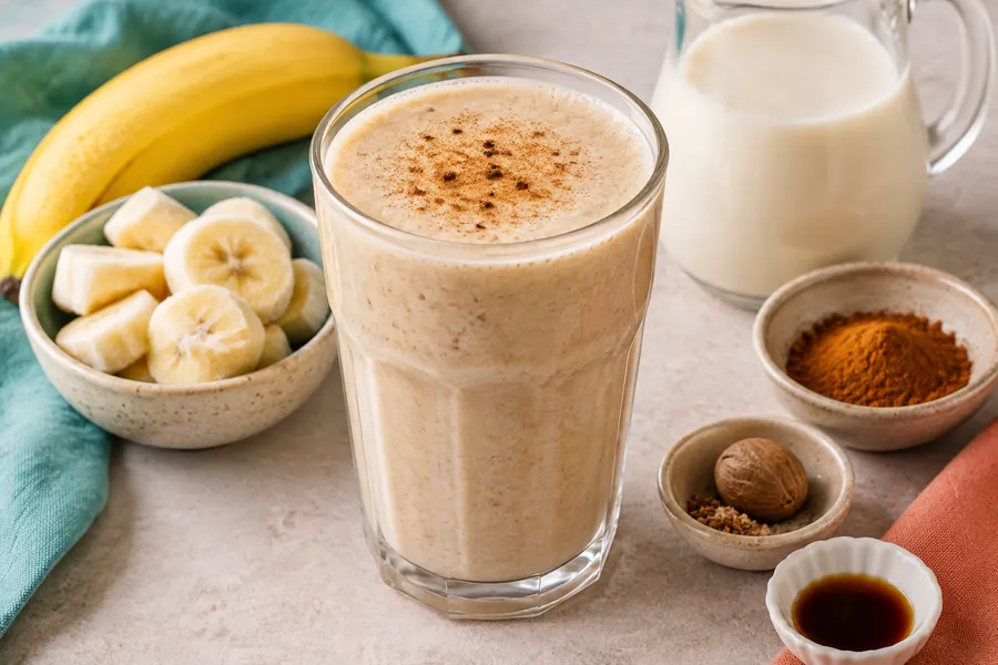 Batido de banana, canela y nuez moscada