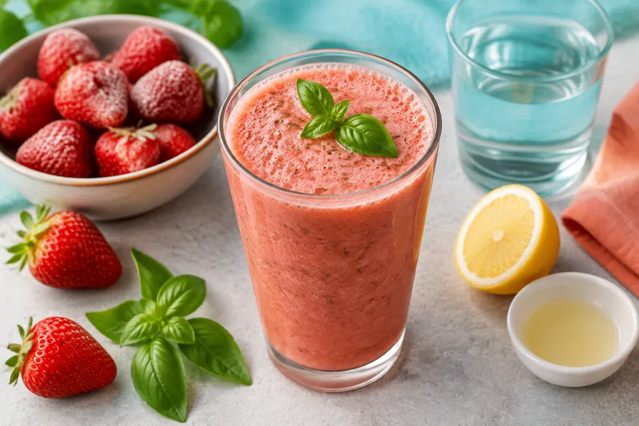 Batido de frutilla y albahaca