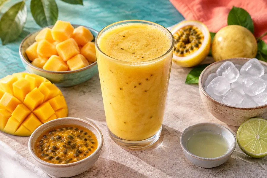 Batido de mango y maracuyá (sin azúcar agregada)