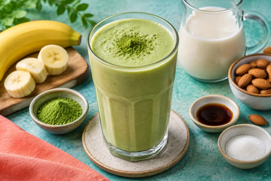 Batido de matcha y bebida de almendras