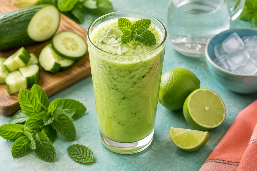 Batido de pepino, menta y lima