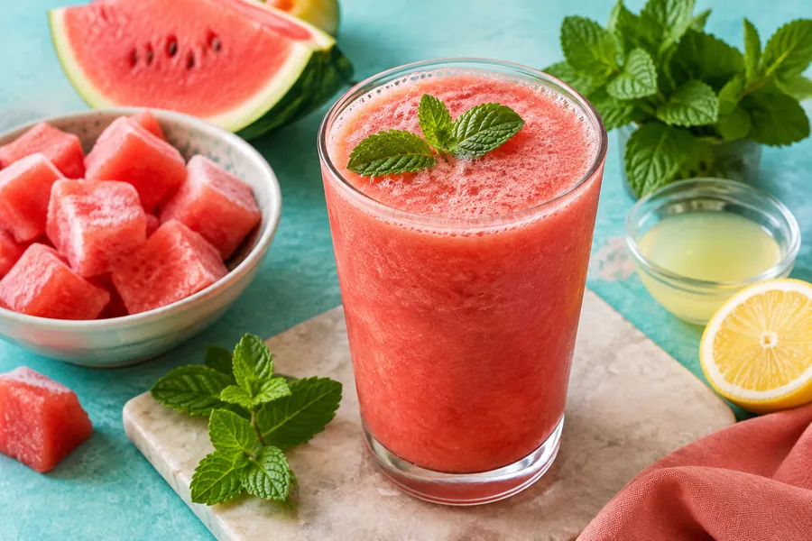 Batido de sandía y menta (bebida de verano)