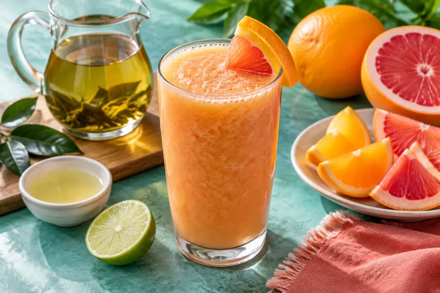 Batido de té verde y frutas cítricas