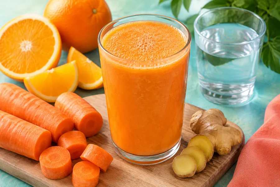 Batido de zanahoria, naranja y jengibre