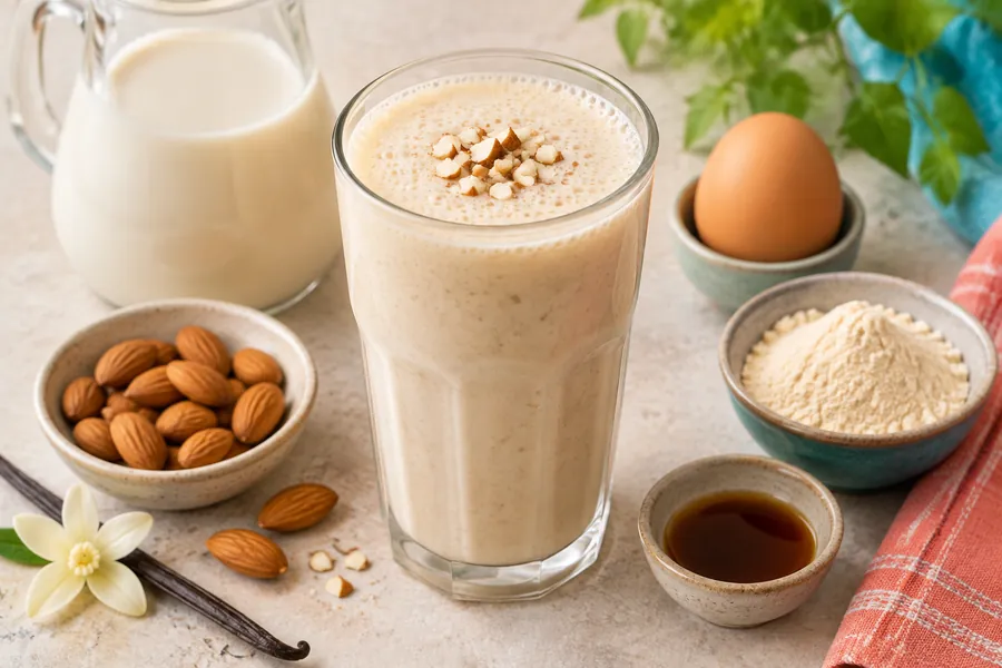 Batido proteico de vainilla y almendras