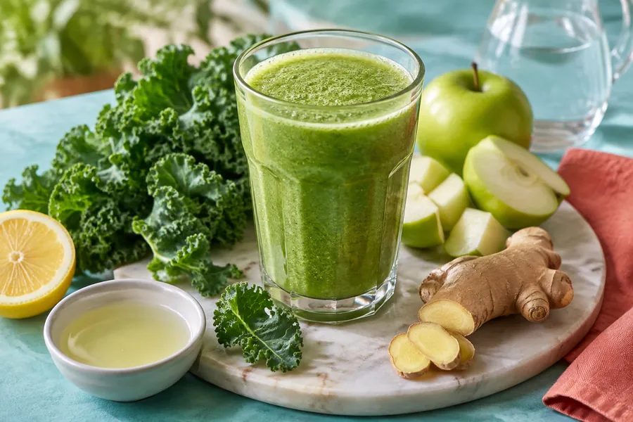 Batido verde de manzana, kale y jengibre