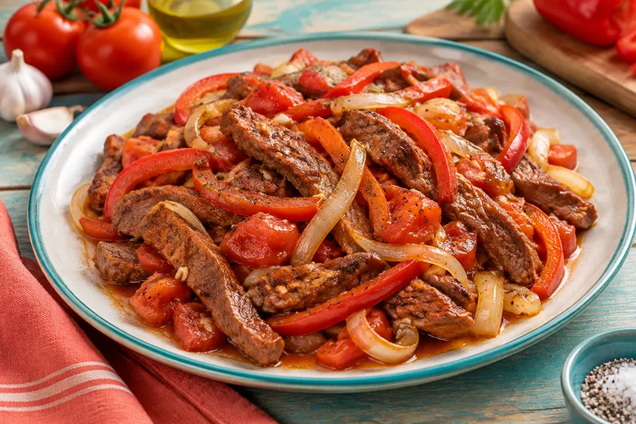 Bife a la criolla con vegetales