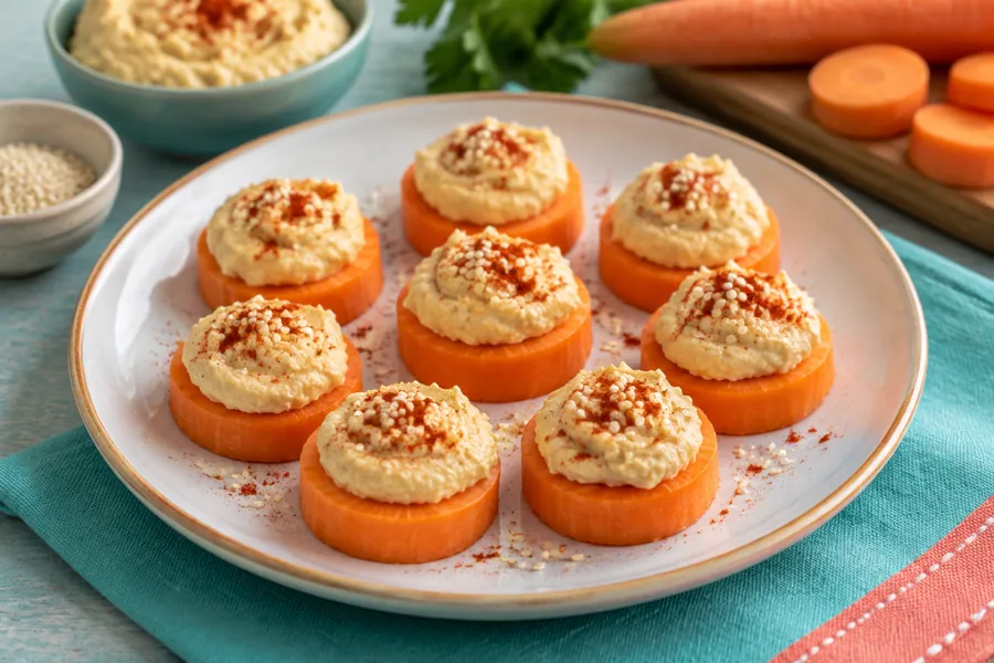 Bocaditos de zanahoria y hummus