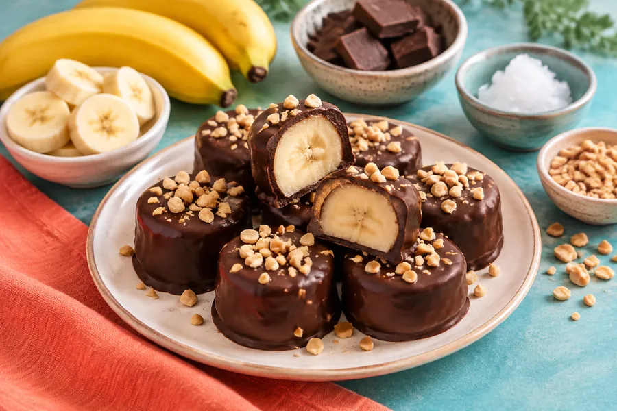 Bombones helados de banana y chocolate