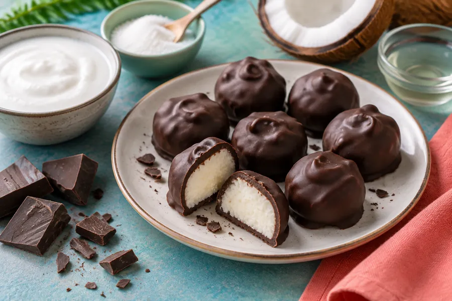 Bombones helados de yogury chocolate amargo