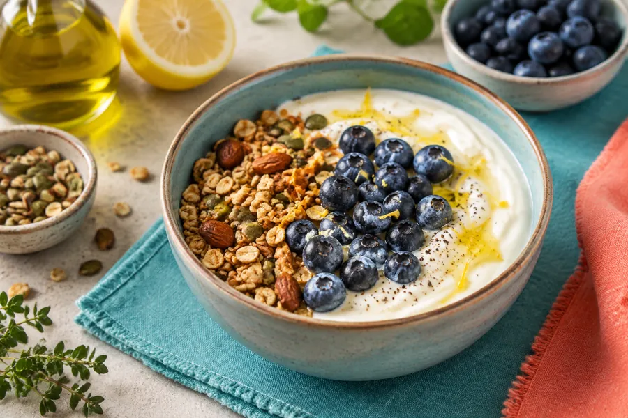 Bowl de yogur con arándanos