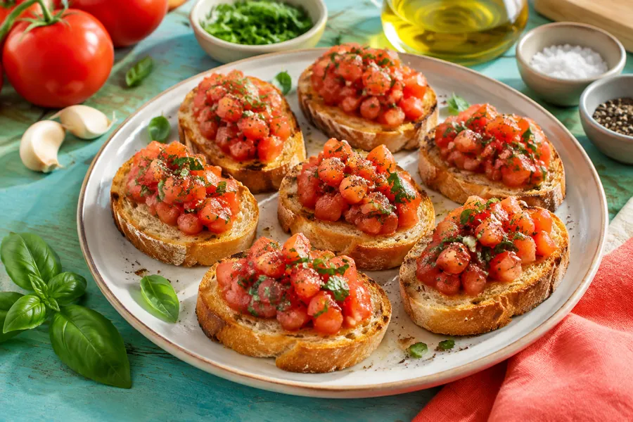 Bruschettas de tomate y albahaca