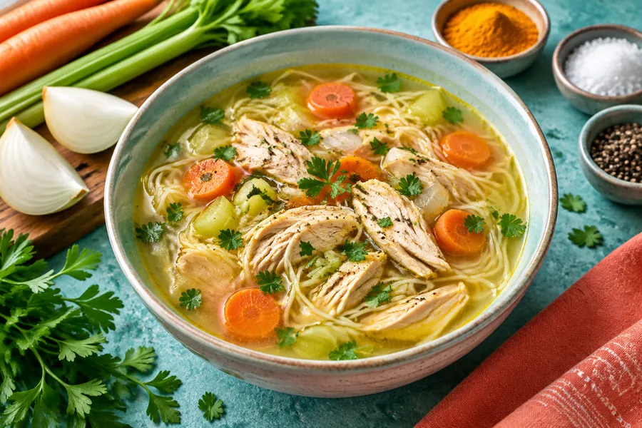 🍗Caldo de Pollo Exprés con Vegetales