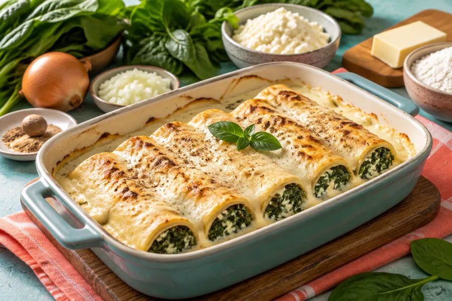 Canelones de verdura con salsa blanca