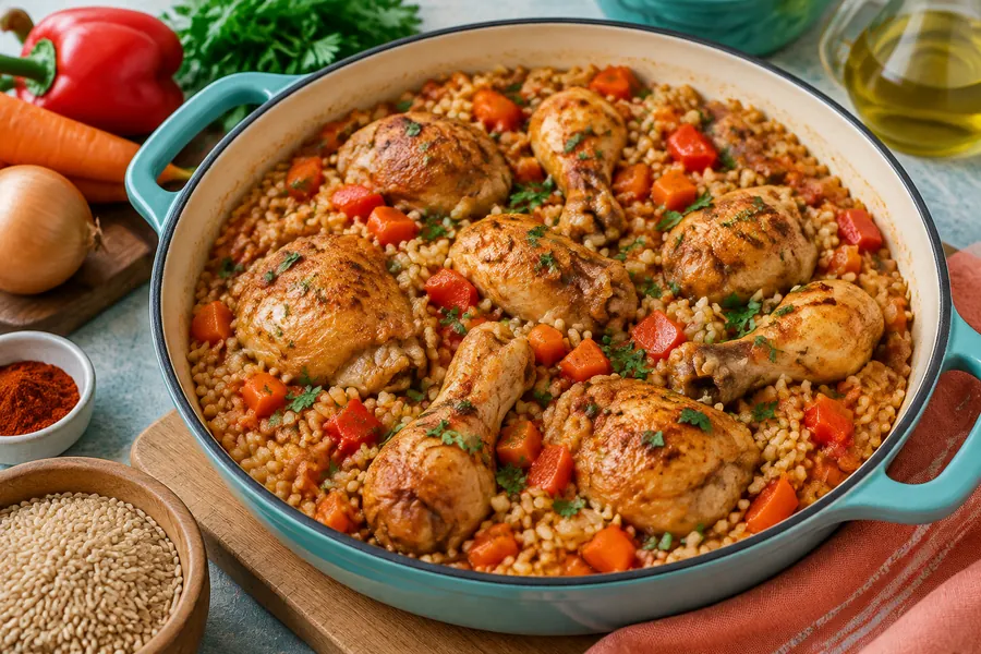 Cazuela de pollo y arroz integral