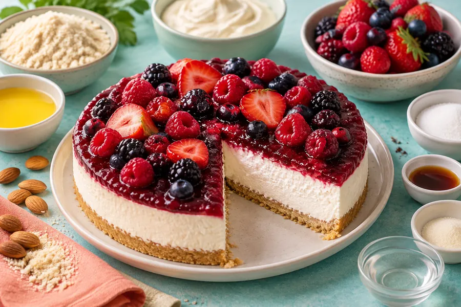 Cheesecake de frutos rojos sin hornear