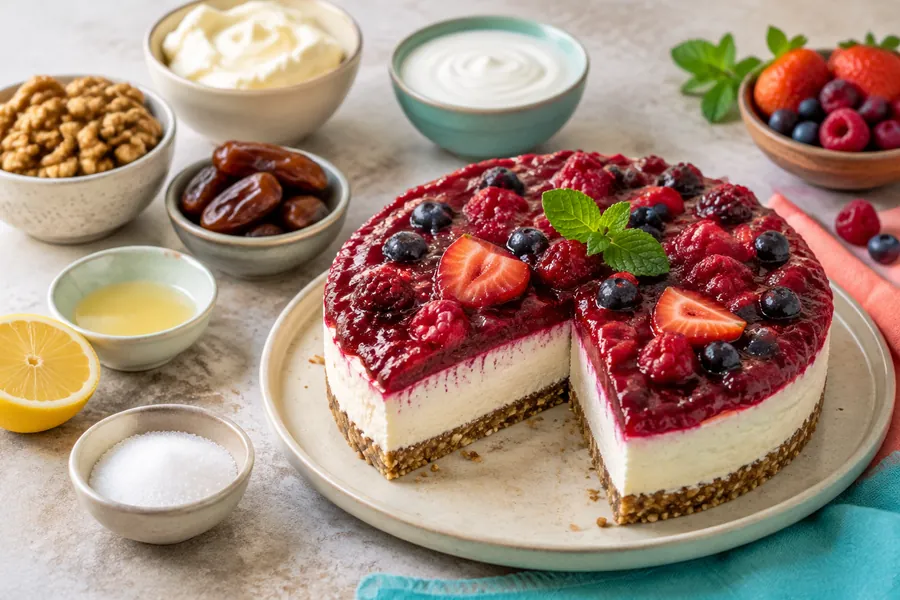 Cheesecake sin horno de frutos rojos