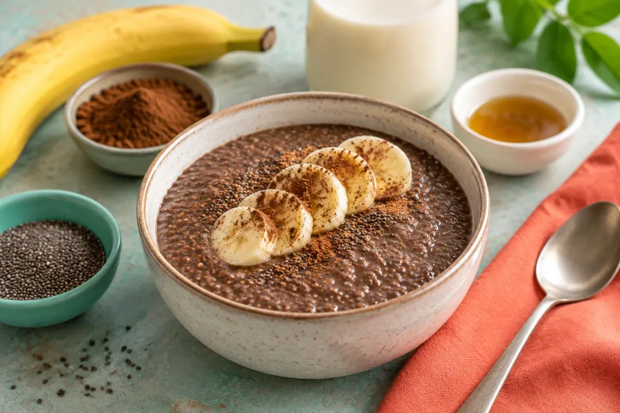 Chia pudding de chocolate y banana