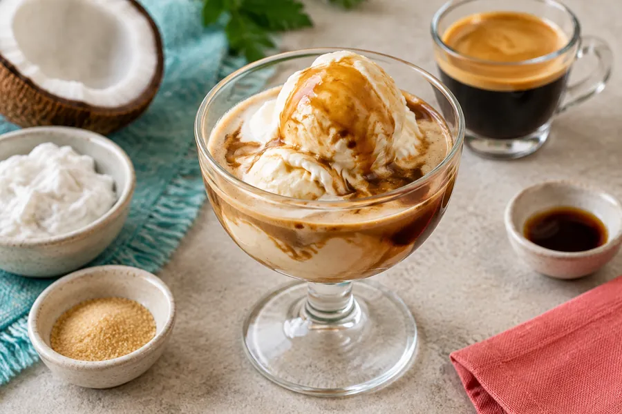 Copa de café con crema de coco (afogato libre)