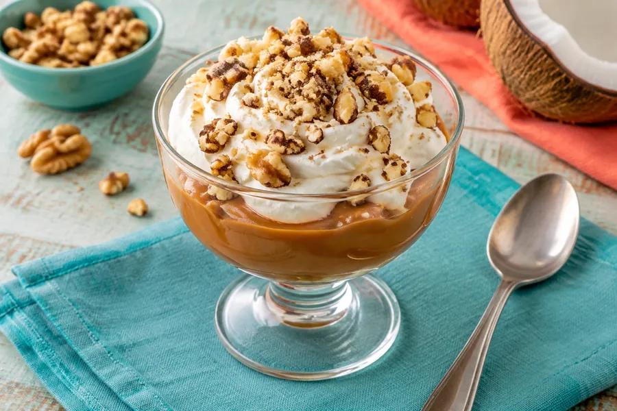 Copa de dulce de leche apto con nueces
