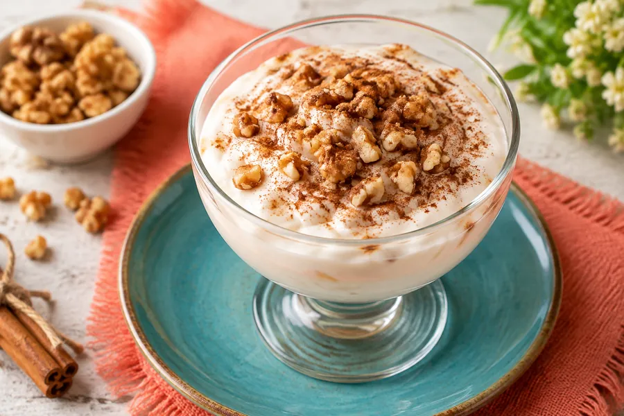 Copas deyogurgriego, nueces y canela