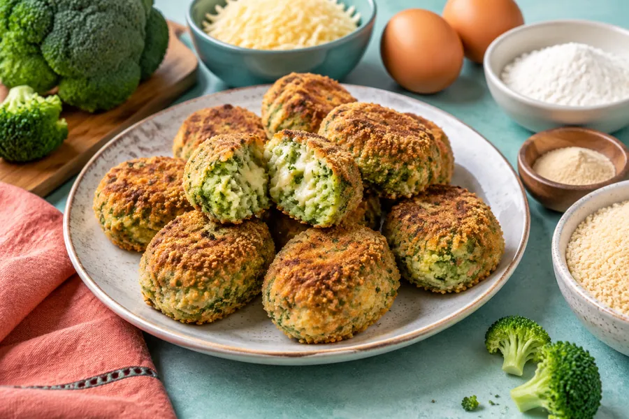 Croquetas de brócoli y queso vegetal al horno