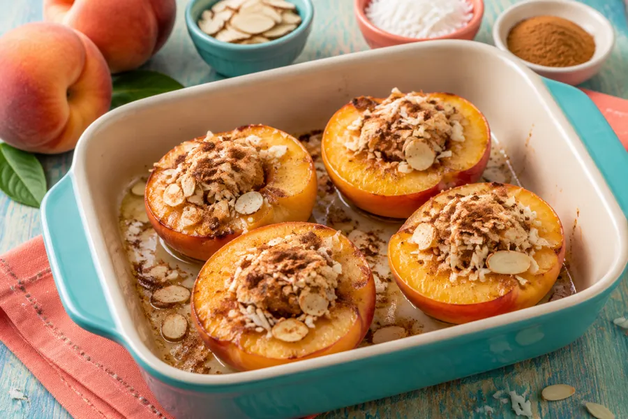 Duraznos rellenos al horno con almendras