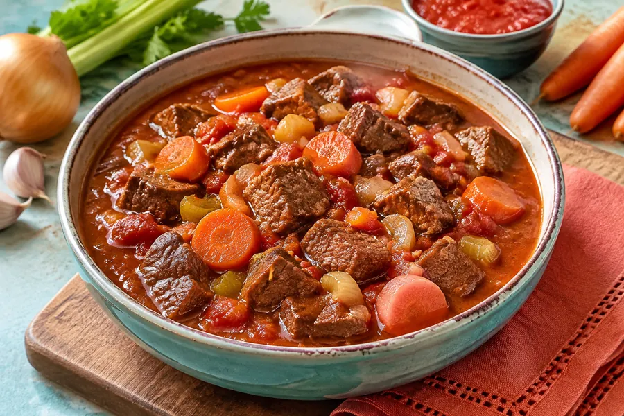 Estofado de ternera con vegetales de invierno