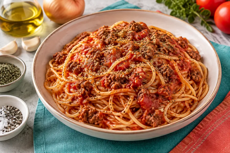 🍝Fideos con Carne Picada y Tomate