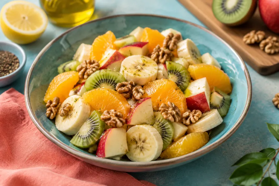 Fruta de estación con nueces