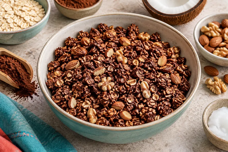 Granola de chocolate sin azúcar