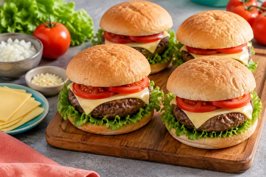 Hamburguesas caseras de carne con pan sin gluten