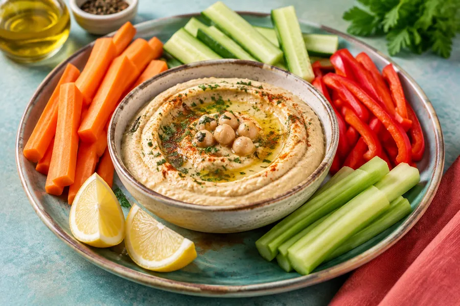 Hummus casero con bastones