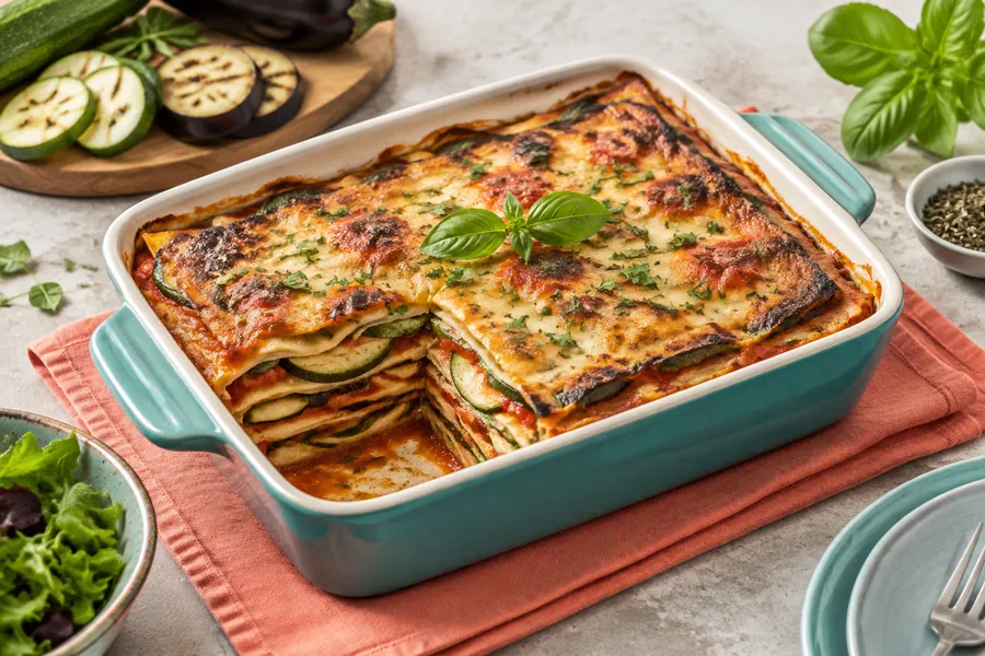 Lasaña de vegetales sin gluten ni lactosa