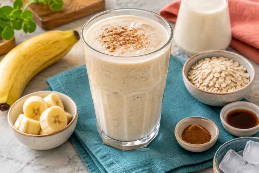 Licuado de banana y avena para la merienda