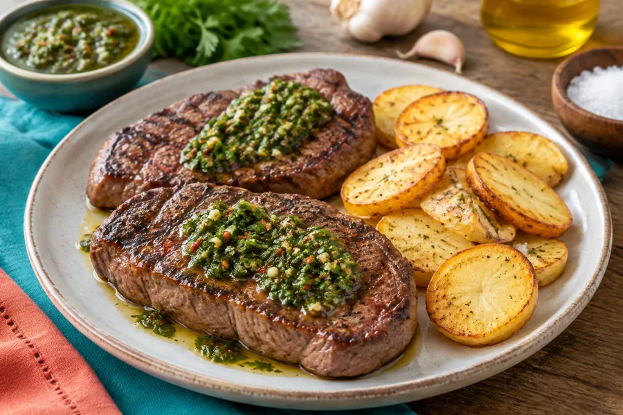 🥩Lomo a la Plancha con Chimichurri y Papas