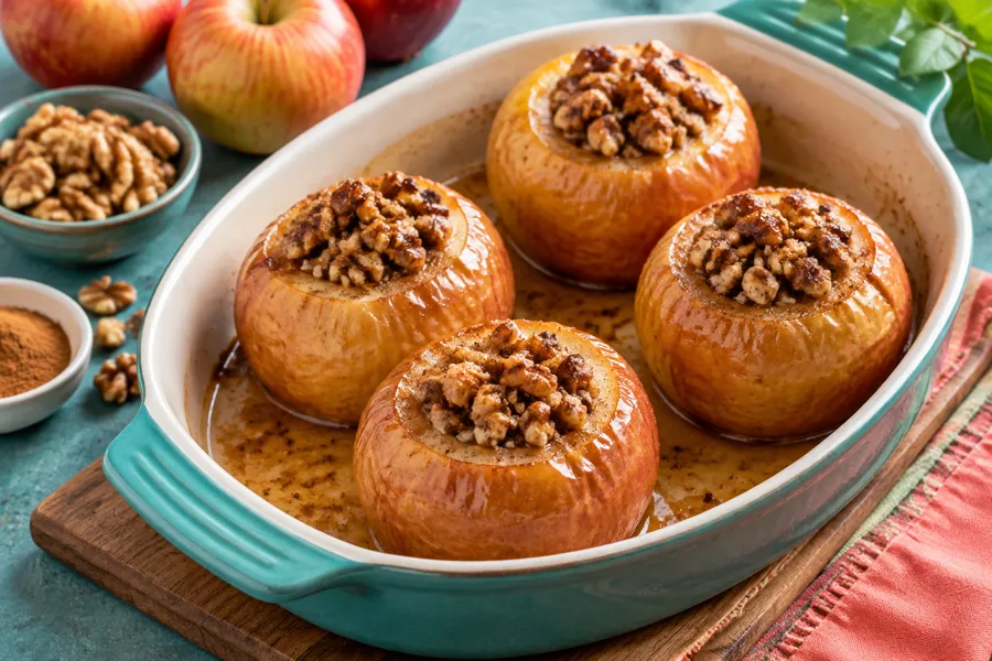 Manzanas rellenas al horno con nueces  y canela