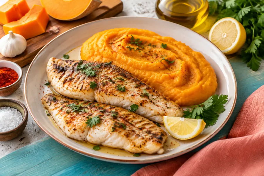 🐠Merluza a la Plancha con Puré de Calabaza