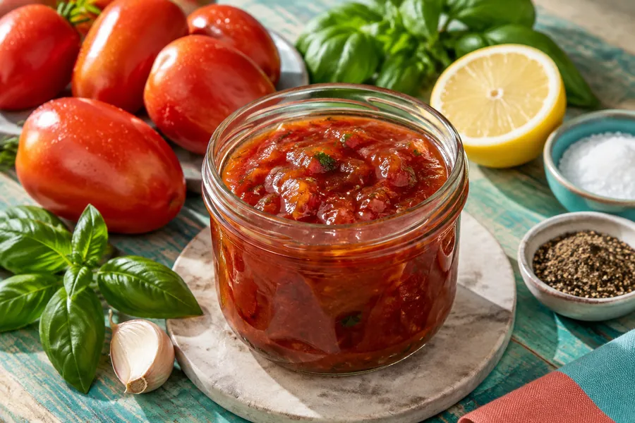 Mermelada de Tomate y Albahaca Sin