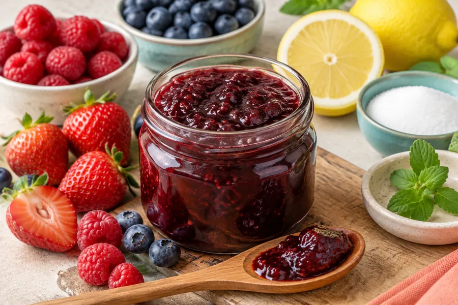 Mermelada de Tres Frutos Rojos Sin