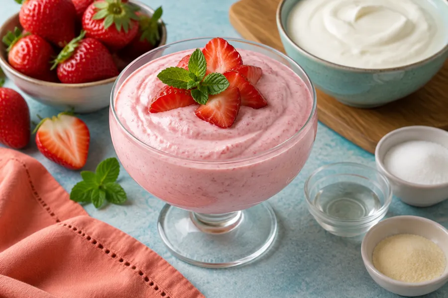Mousse de frutillasyyogurgriego sin lactosa