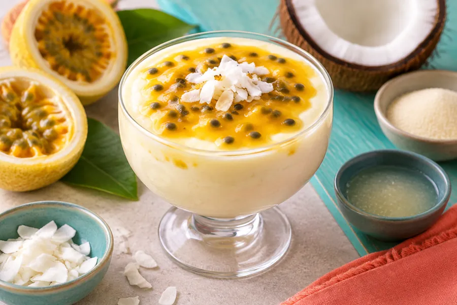 Mousse de maracuyá y coco